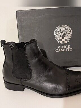 Men's Sergio Black Leather Dress Boots Size 8.5